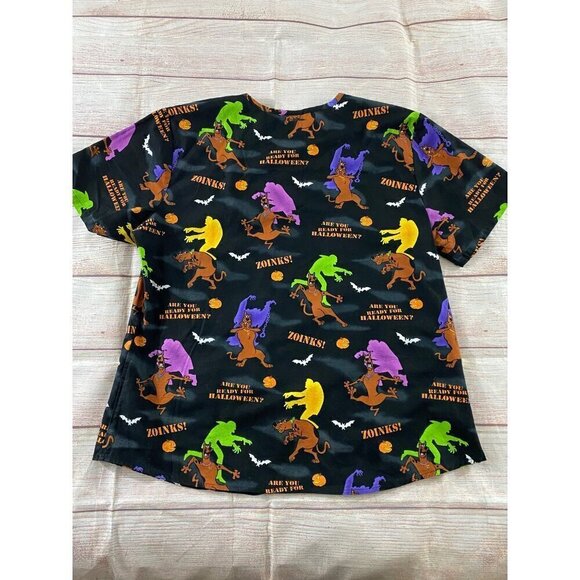 Scooby Doo Hanna Barbera Black Cotton Halloween Scrubs - Large - Picture 9 of 10
